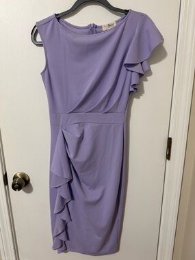 Aisize Lavender Ruffle Cocktail Dress Size Small Elegant Wedding Guest
